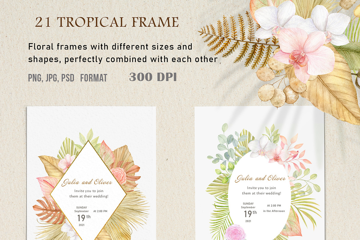 Tropical dried leaves set, an Illustration by svetodesign (Photo 4 of 16)