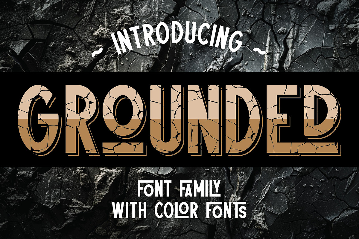Grounded Cracked Font Family, a Sans Serif Font by JumboDesign (Photo 1 of 7)