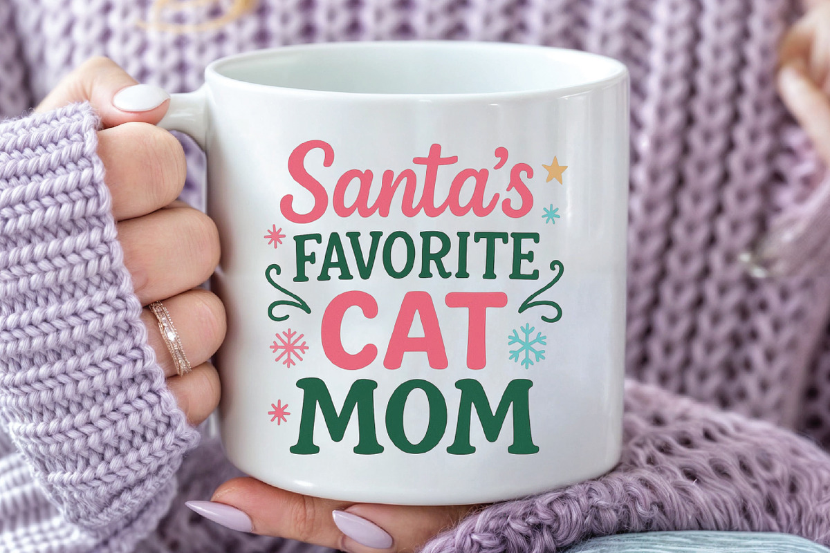 Christmas Cat Mom Santa's Favorite, an Illustration by CraftArtStudio (Photo 3 of 4)