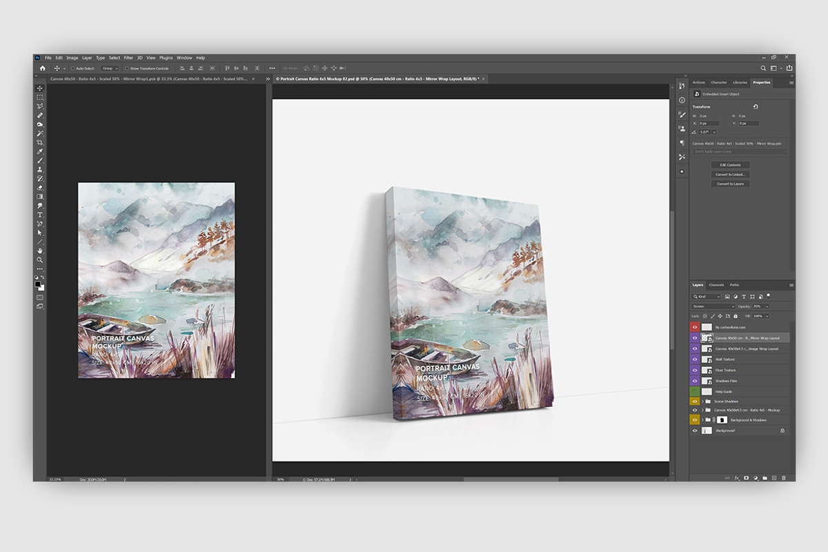 Canvas Ratio 4x5 Mockup Set, a Print Template by Mockups by Carlos Viloria (Photo 2 of 11)