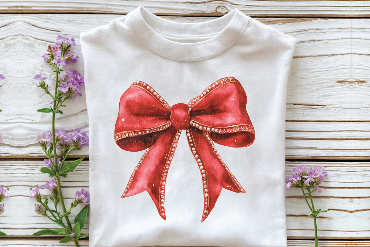 Red Coquette Christmas Bow Clipart, an Illustration by CraftArtStudio (Photo 5 of 6)