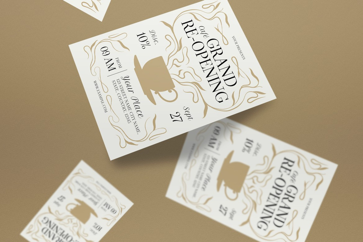 Cafe Grand Re-opening Invitation, an Invitation Template by graphicook (Photo 2 of 3)