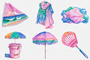 Watercolor Beach Clipart, an Illustration by DreamCafeArt (Thumbnail 6 of 7)