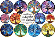 Tree of Life Stained Glass Clipart, an Illustration by OK Design (Thumbnail 1 of 5)