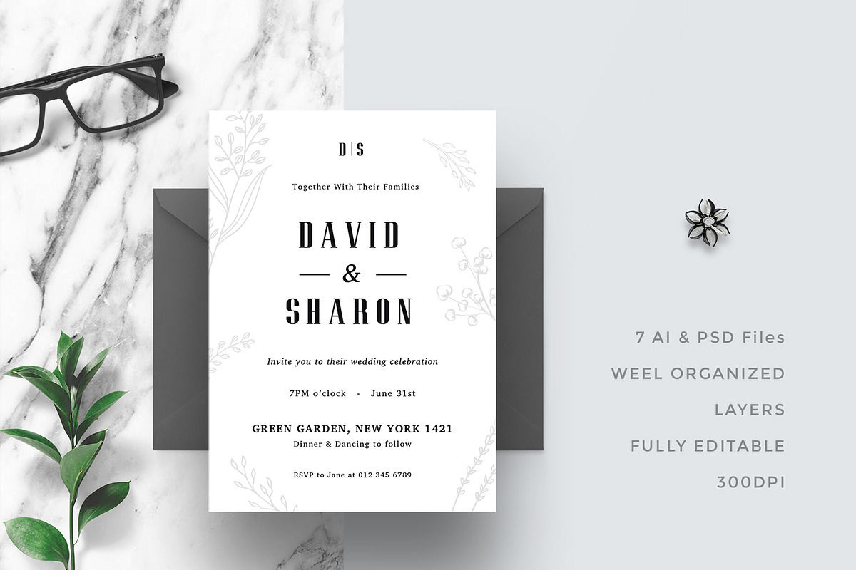 Minimal Wedding Invitation Suite, an Invitation Template by Creativestoree (Photo 3 of 5)