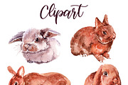 Watercolor Easter set with bunnies, a Texture Graphic by Antikva17 (Thumbnail 2 of 6)