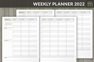 Weekly Calendar 2022 (MP044-22), a Stationery Template by mikhailmorosin