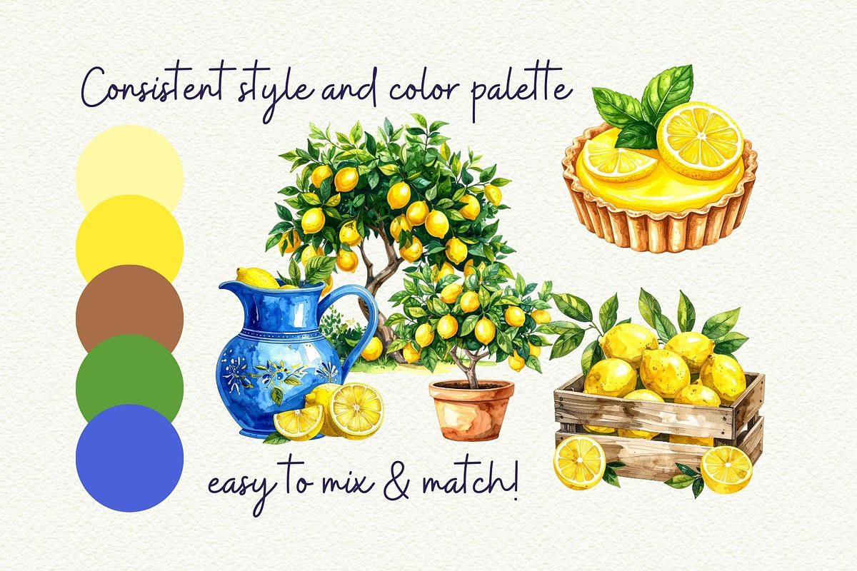 Mediterranean Lemon Clipart, an Object Graphic by Anna Design Studio (Photo 7 of 9)