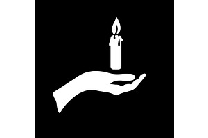 Candle in hands prayer. a religious, an Illustration by Nenahliadava Design