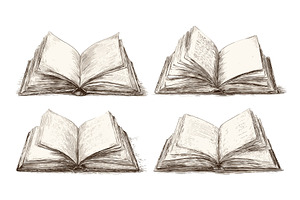 Vintage style open books. Book, an Education Illustration by Valerie Bodnar