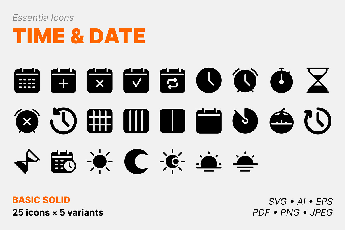 Time & date icons (Solid), a Solid Icon by Totto House (Photo 1 of 3)