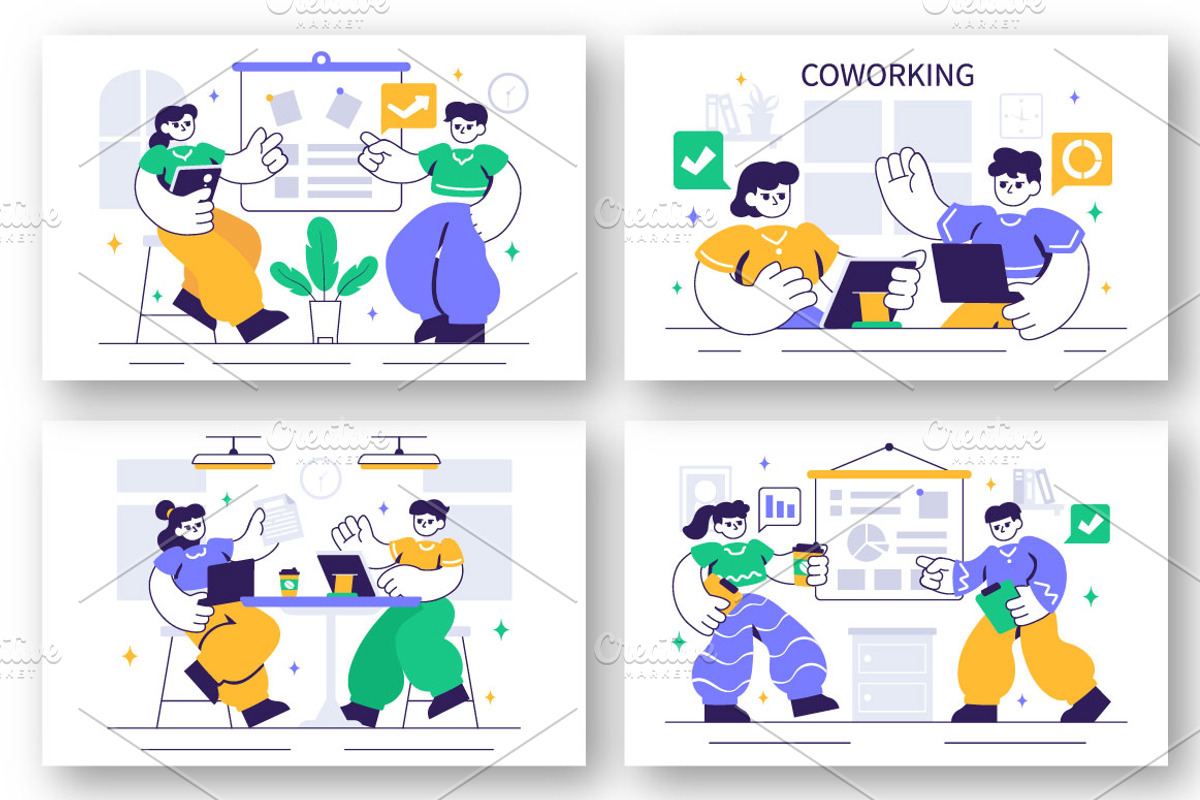 10 Coworking Business Illustration, a Person Illustration by denayunebgt (Photo 3 of 4)