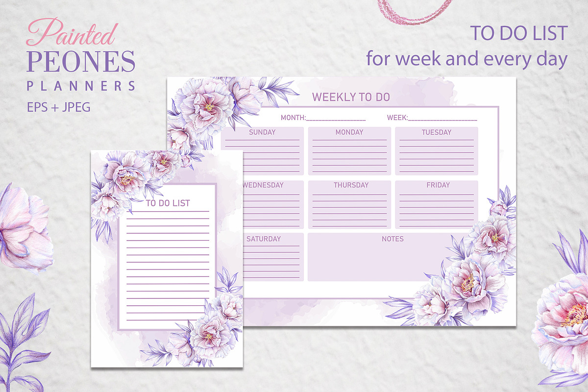 Painted Peones Planners, a Stationery Template by L- design studio (Photo 3 of 4)