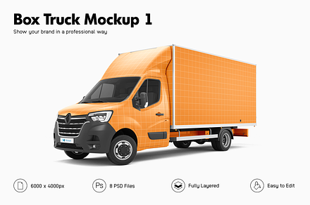 Box Truck Mockup 1, a Cups & Container Mockup by Mockupix
