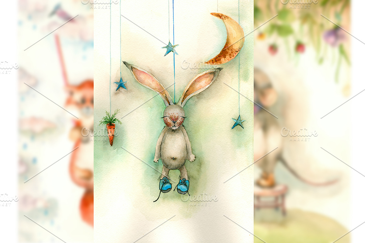 Cartoon watercolor animals, an Animal Illustration by IvanFet (Photo 2 of 2)