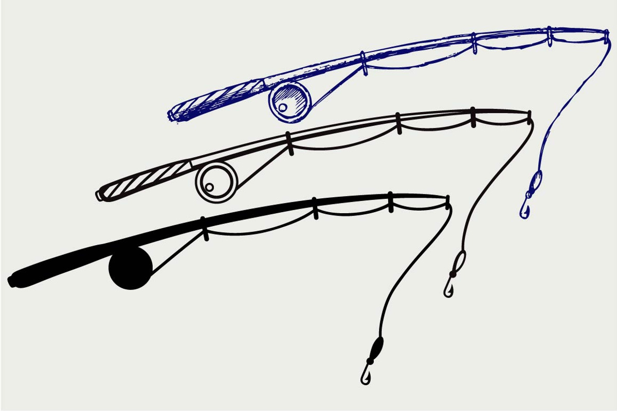 Fishing rod SVG, an Outline Icon by LineworkStock