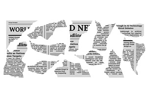 Torn newspaper clippings collage, an Illustration by skripnikbb
