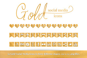 Gold Foil Social Media Icon Set