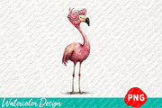 Whimsical Funny Valentines Flamingo, an Illustration by Watercolor design (Thumbnail 4 of 8)