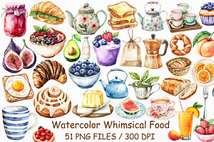 Watercolor Whimsical Food, an Illustration by Design Market