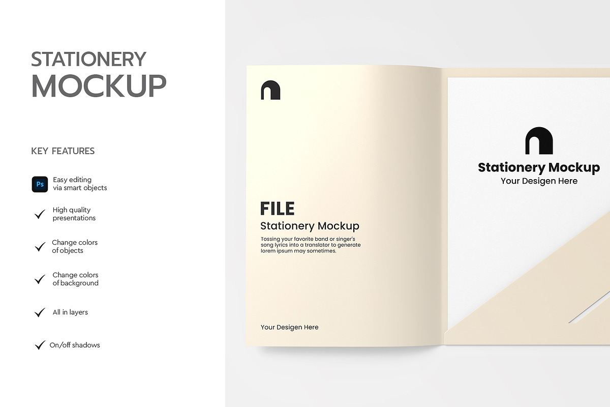 Stationery File Mockup PSD Template, an Advertising Mockup by graphypix (Photo 2 of 4)
