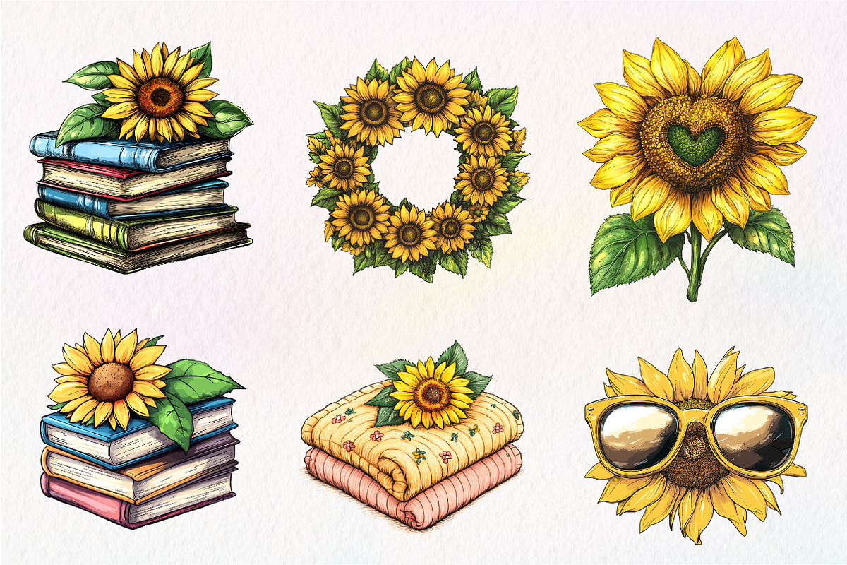 Sunflower Mothers Day Clipart Bundle, an Illustration by CreationArt (Photo 2 of 5)