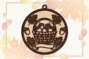Autumn Acorn Basket Laser Cut SVG, an Object Graphic by DreamPrint404 (Thumbnail 2 of 3)