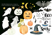 Watercolor Halloween PNG Clipart Set, an Illustration by Kamides (Thumbnail 2 of 5)