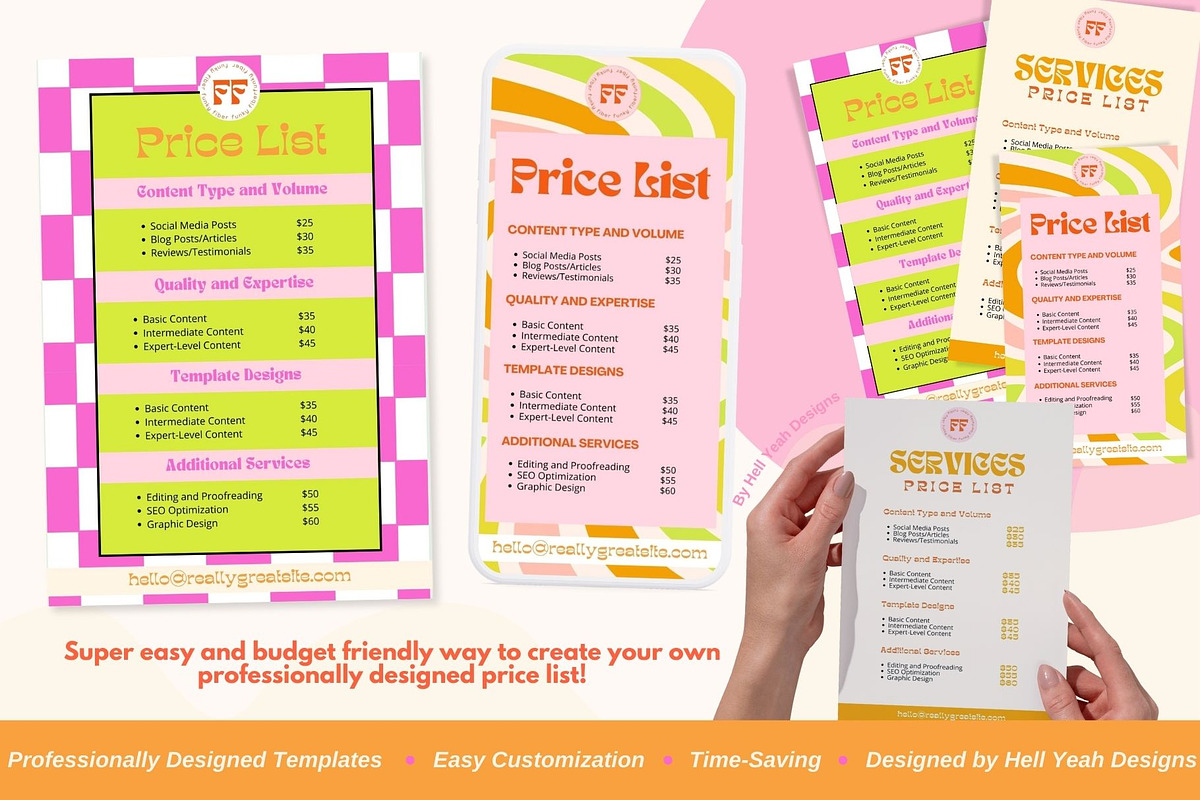 Funky Price List Templates, a Stationery Template by Hell Yeah Designs (Photo 6 of 7)