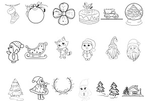 Christmas Elements Outlines Set 21