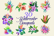 Watercolor Bouquets, a Decorative Illustration by RosaPompelmo (Thumbnail 1 of 2)