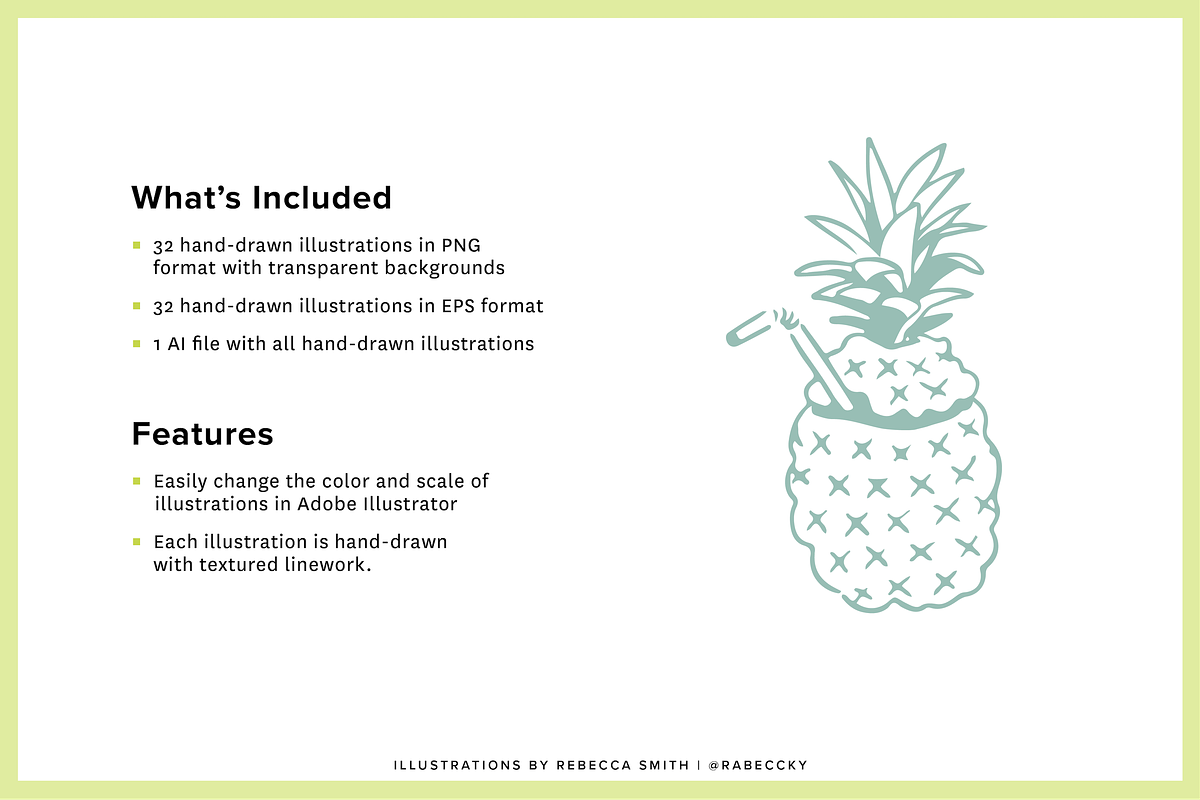 Hand Drawn Tiki Luau Illustrations, a Food Illustration by rabeccky (Photo 2 of 7)