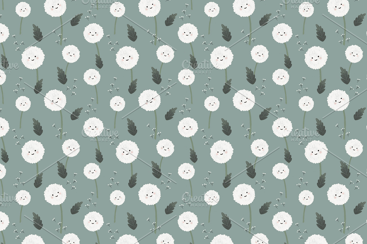 GreenDandelions 2 Seamless Patterns, a Pattern Graphic by DijanaDesignShop (Photo 3 of 6)