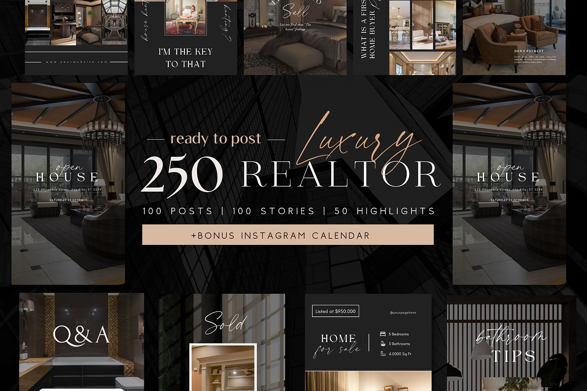 250 Real Estate Instagram Templates, a Social Media Template by ...