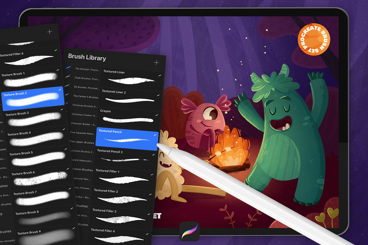 The Monster: Procreate Brushes, a Brush Add-On by Leonard Posavec (Photo 3 of 9)