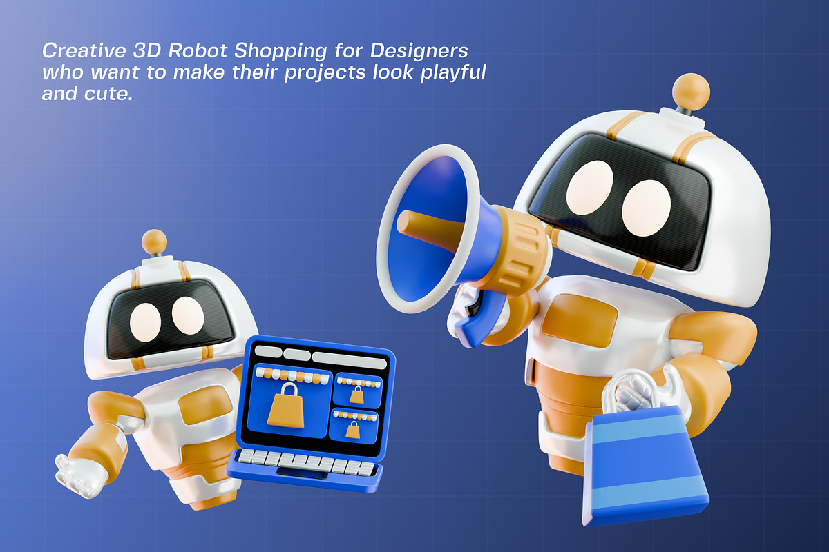 Robot Shopping 3D Illustration Pack, an Object 3D Model by Tempcraft (Photo 2 of 5)