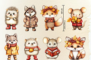Watercolor Autumn animals set, a Seasonal Illustration by ZabolotnaArt (Thumbnail 3 of 13)