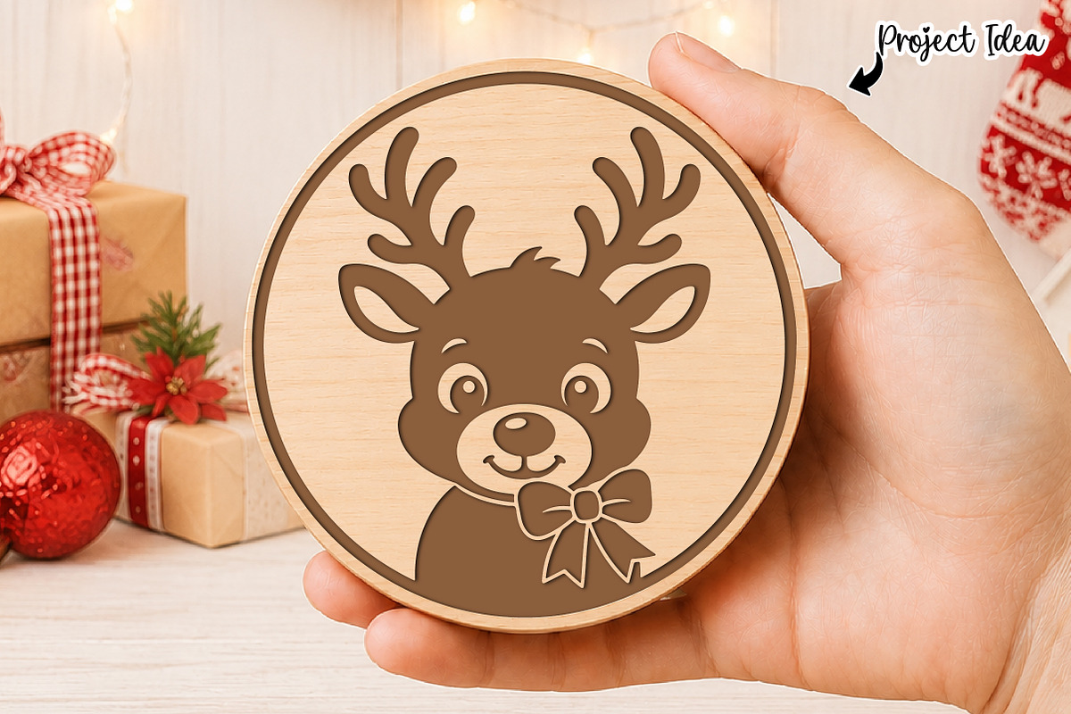 Christmas Reindeer Wooden Sign SVG, an Object Graphic by OK Design (Photo 1 of 3)