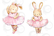 Watercolor Ballerina Bunnies, an Illustration by Jen Digital Art (Thumbnail 5 of 6)