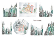 Watercolor Winter Town Collection, a Person Illustration by MayaNavits (Thumbnail 4 of 10)