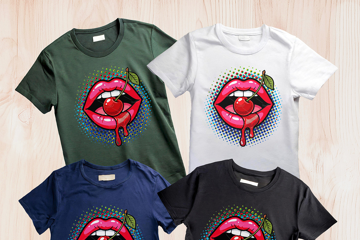 Lips Biting Cherry Clipart PNG., a Food Illustration by yod67 (Photo 3 of 8)