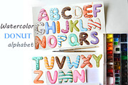 Watercolor donut alphabet., an Education Illustration by yulia.sukhanova (Thumbnail 1 of 3)
