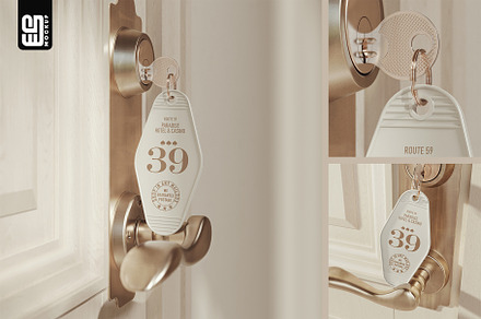 Keychain Hanging on a Ring Mockup