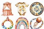 Boho Baby Watercolor Clipart, an Illustration by Craft Nest (Thumbnail 2 of 6)