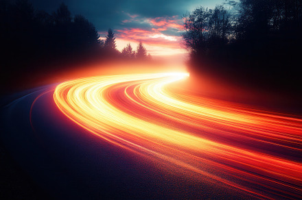 Bright trails of light curve around, a Photo by Tanuart