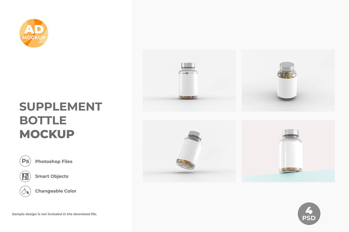 Supplement Bottle Mockup – 04 PSD, a Packaging Mockup by Adstart (Photo 4 of 5)