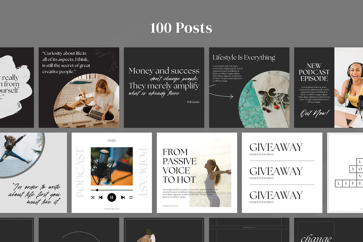 Dark Instagram templates Canva, a Social Media Template by VeliusCreativeStudio (Photo 3 of 8)