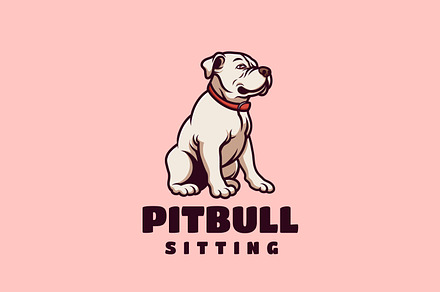 Sitting Pitbull Cartoon Logo, a Branding & Logo Template by Gumrega Studio