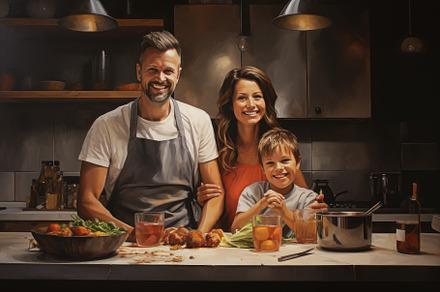 Portrait of happy family cooking tog, a Photo by Iftikhar Alam