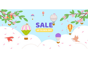 Sale banner template with hot air, a Finance Illustration by LadadikArt